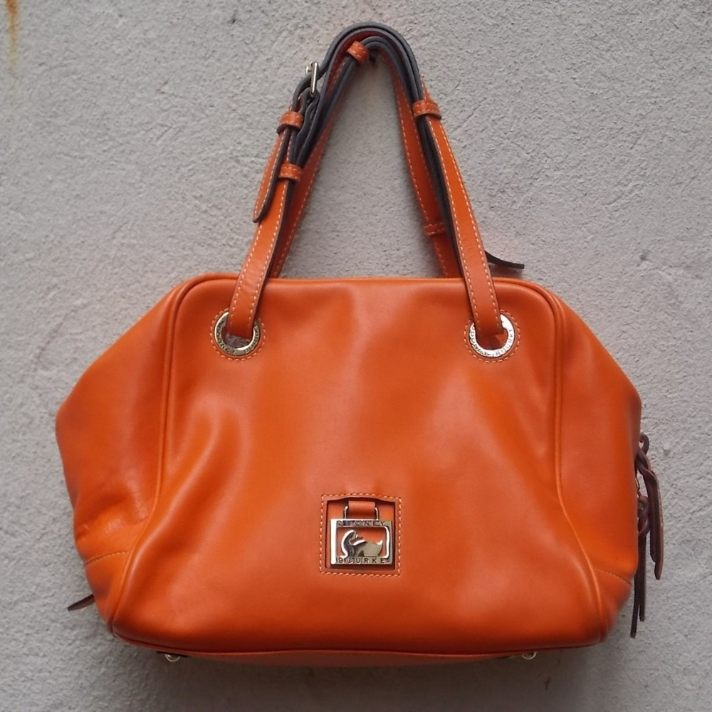 Dooney & Bourke Orange Leather Satchel Handbag